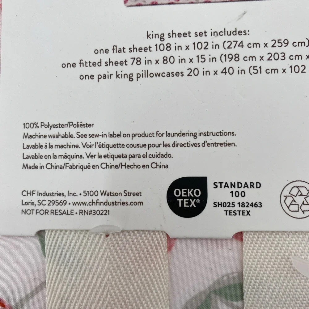 Peri Home Sheet Set KING White Pink Cherries Cherry Disco Balls Whimsical